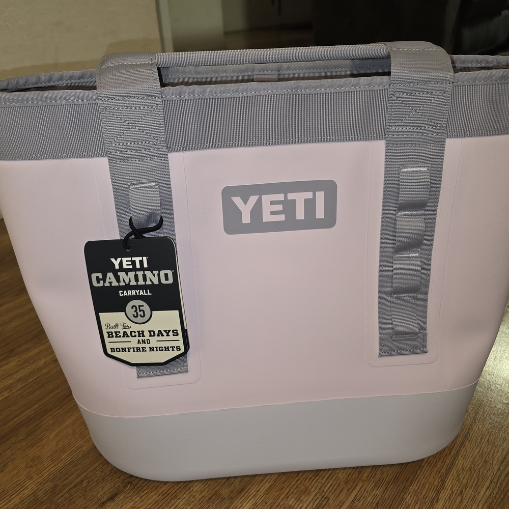 YETI Camino Carryall 35 in Soft Pink and Light Gray